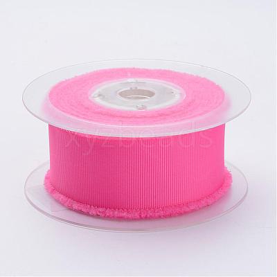 Polyester Frayed Grosgrain Ribbons ORIB-N0002-38mm-09-1