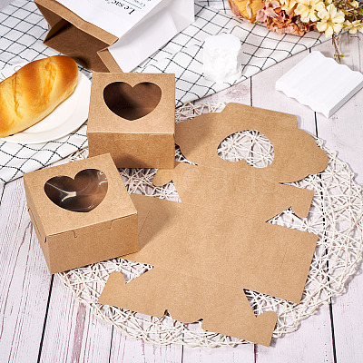 Square Paper Biscuit Boxes with Heart Clear Window CON-TAC0001-12C-02-1