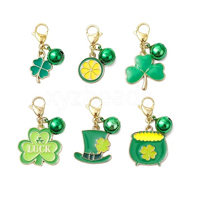 Saint Patrick's Day Alloy Enamel Pendant Decorations HJEW-JM02924-1