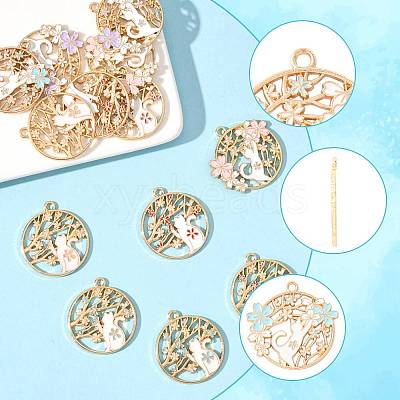 14Pcs 7 Styles Rack Plating Alloy Enamel Pendants FIND-FS0004-76-1