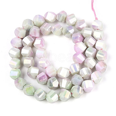 Anti-Tarnish Electroplate Glass Beads Strands GLAA-T025-8mm-14F-1