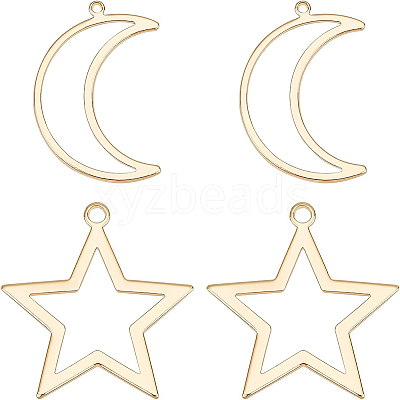 20Pcs 2 Style Brass Open Back Bezel Pendants KK-BC0001-95-1