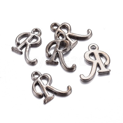 Gunmetal Plated Alloy Letter Pendants PALLOY-J718-01B-R-1