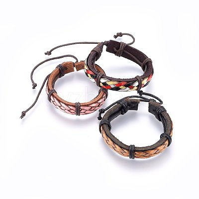 Braided Leather Cord Bracelets BJEW-F347-12-1