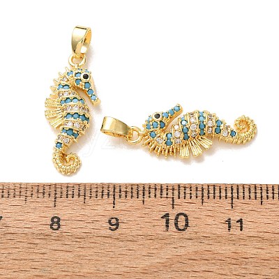 Brass Micro Pave Deep Sky Blue Cubic Zirconia Pendants X-CU-CBA9AB3-39G-1