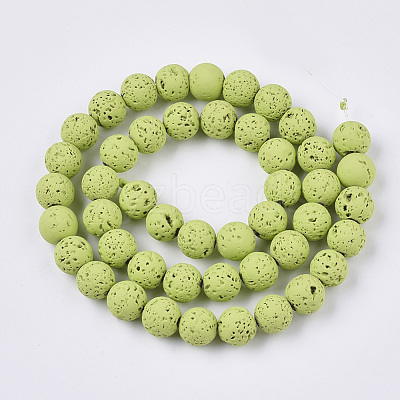 Spray Painted Natural Lava Rock Beads Strands G-N0324-D-08-1
