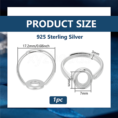1Pc 925 Sterling Silver Adjustable Ring Components STER-BC0003-97G-P-1