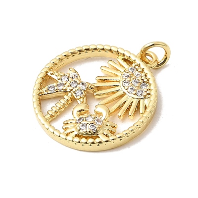 Brass Micro Pave Cubic Zirconia Pendants KK-P343-01D-G-1