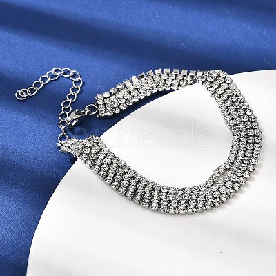 304 Stainless Steel Rhinestone Cup Chain Multi-strand Bracelets for Women BJEW-P376-01P-02-1