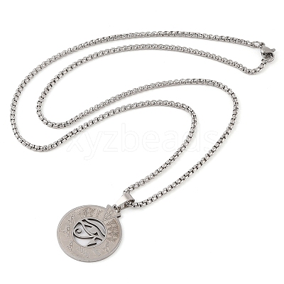201 Stainless Steel Box Chain Eye of Horus Pendant Necklaces NJEW-P316-07P-1
