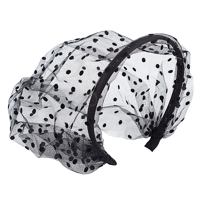 Polyester Mesh Veil Hair Bands OHAR-WH0021-63B-1