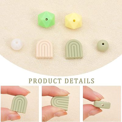 6 Style Food Grade Eco-Friendly Silicone Beads SIL-CA0001-39-1