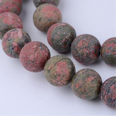 Natural Unakite Beads Strands G-Q462-8mm-16-1