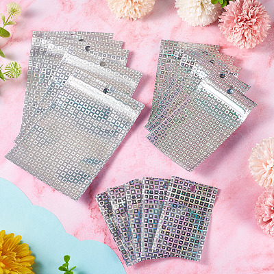 60Pcs 3 Styles Laser Plastic Resealable Bags ABAG-TA0001-56C-1