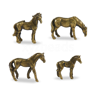 4Pcs 4 Styles Alloy Horse Display Decoration DJEW-FH0011-58-1