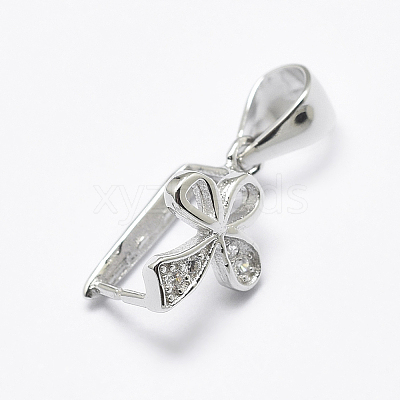 Anti-Tarnish Rhodium Plated 925 Sterling Silver Micro Pave Cubic Zirconia Pendant Bails STER-P034-57P-1