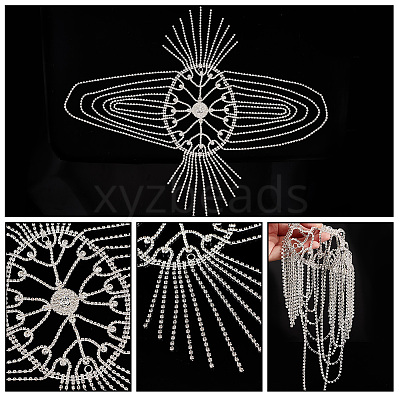 Rhinestone Mesh Headpiece Cap OHAR-WH0021-47S-1