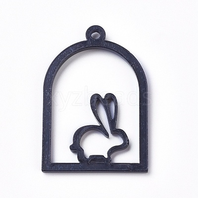 Acrylic Bunny Open Back Bezel Pendants KY-WH0019-03-1