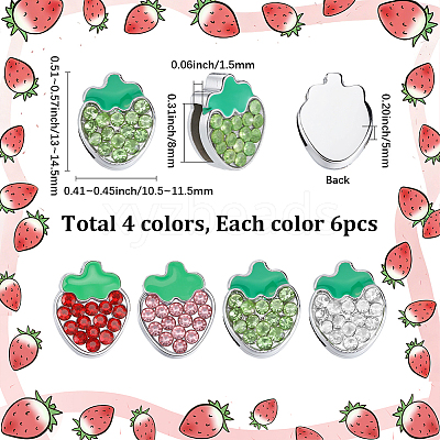 24Pcs 4 Styles Zinc Alloy Rhinestone Slide Charms ALRI-SC0001-66-1