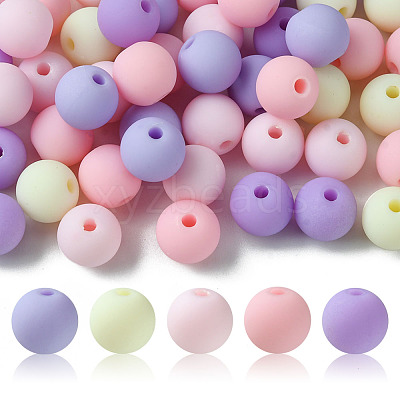70Pcs Rubberized Style Acrylic Beads MACR-FS0001-71C-1