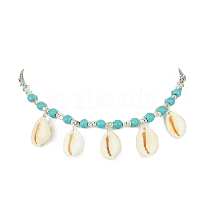 Natural Shell Bib Necklace NJEW-TA00116-1