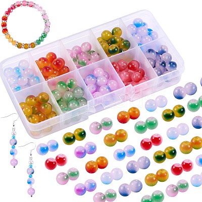 200Pcs 10 Colors Spray Painted Glass Beads GLAA-SZ0001-79-1