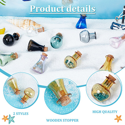 2 Sets 2 Style Dollhouse Miniature Glass Cork Bottles Ornament DJEW-PH0001-29-1