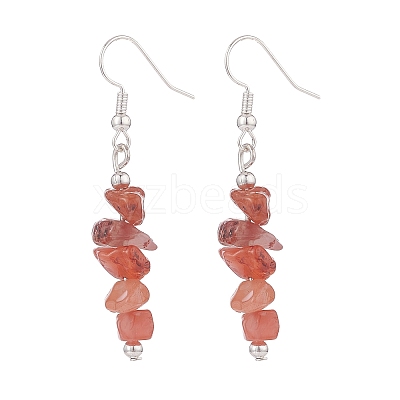 Natural Red Agate Chips Beaded Jewelry Set X-SJEW-JS01232-04-1