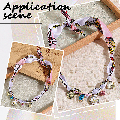 Bees Alloy Enamel & Resin & Glass & Plastic Pearl & Rhinestone Tassel Scarf Choker Necklaces NJEW-SP0001-16B-1