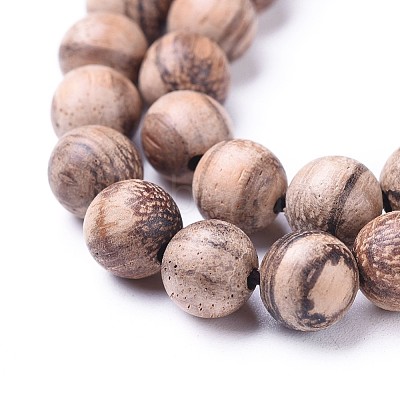 Natural Wood Beads Strands WOOD-F008-06-A-1