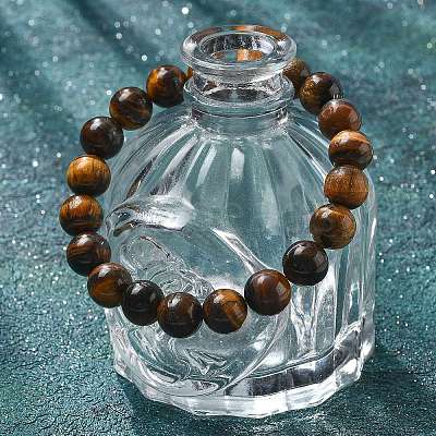 Natural Tiger Eye Bead Stretch Bracelets BJEW-K212-C-028-1