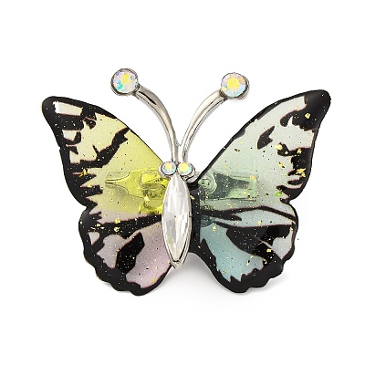 Butterfly Transparent Resin Brooch JEWB-M047-01G-1