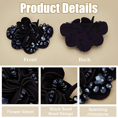 4Pcs 2 Colors Flower Velvet with Rhinestone Shoe Decorations DIY-FG0006-43-1