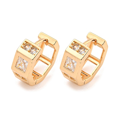 Brass Micro Pave Clear Cubic Zirconia Hoop Earrings EJEW-A107-06B-KCG-1