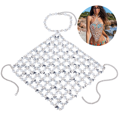 Iron & Clear Acrylic Chest Bikini Body Chains for Sexy Women AJEW-WH0348-730-1