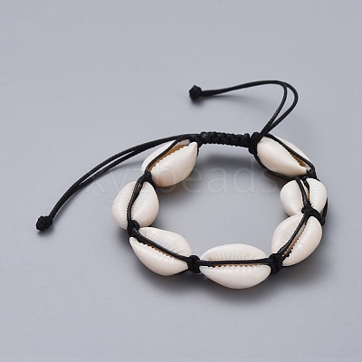 Natural Cowrie Shell Braided Beads Bracelets BJEW-JB05057-01-1