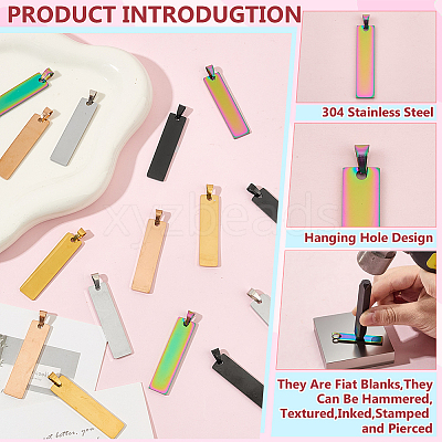 15Pcs 5 Colors 304 Stainless Steel Pendants STAS-ME0002-04-1