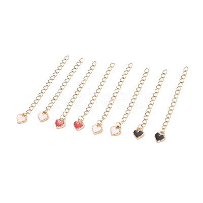 304 Stainless Steel Chain Extenders with Heart Alloy Enamel Charm FIND-JF00096-1