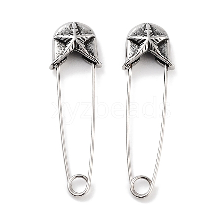 Star 316 Surgical Stainless Steel Safety Pin Hoop Earrings for Women EJEW-Z050-31B-AS-1