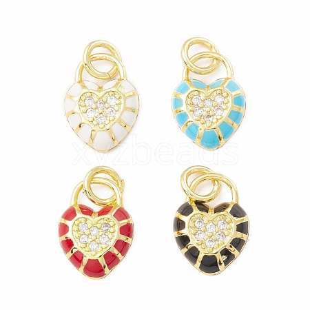 Rack Plating Brass Micro Pave Cubic Zirconia Pendants KK-H428-04G-1