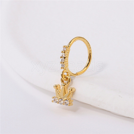 Brass Micro Pave Clear Cubic Zirconia Dangle Hoop Nose Rings WG50B47-05-1