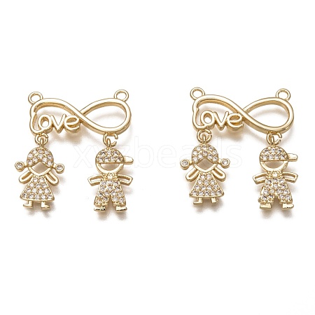 Brass Micro Pave Clear Cubic Zirconia Links Connectors ZIRC-C020-28G-1