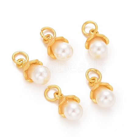 ABS Plastic Imitation Pearl Pendants FIND-M005-01G-1