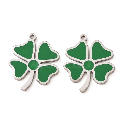 304 Stainless Steel with Green Enamel Pendants SA-CBA061A-04P-1