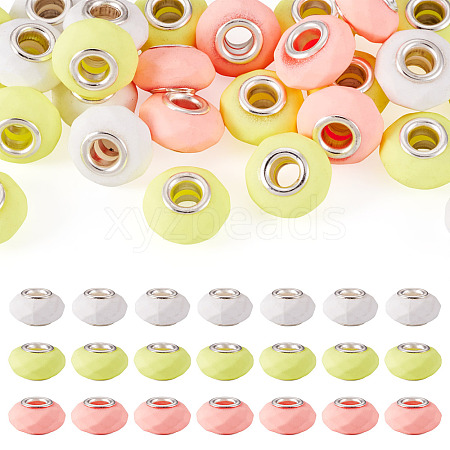 30Pcs Spray Painted Faceted Resin European Beads RESI-TADJ0001-05A-1