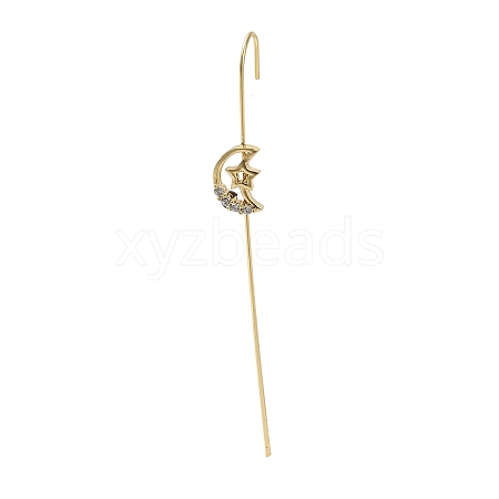 Brass Crystal Rhinestone Ear Wrap Crawler Hook Earrings for Women EJEW-C097-04G-05-1