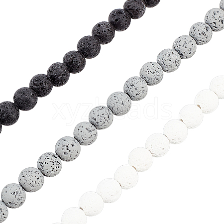 3 Strands 3 Colors Natural Lava Rock Beads Strands G-OC0004-11-1