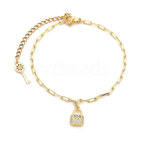 Brass Micro Pave Clear Cubic Zirconia Charm Bracelets BJEW-JB05410-1