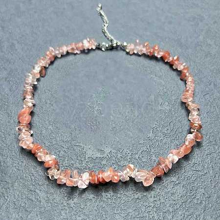 Cherry Quartz Glass Chip Beaded Necklaces for Women IW6789-11-1