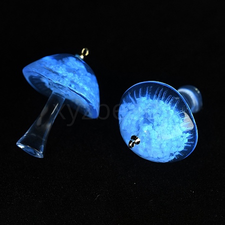 Luminous Epoxy Resin Mushroom Pendants RESI-C054-01B-1